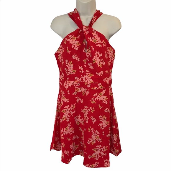 19 Cooper Dresses & Skirts - NEW 19 Cooper Red Floral Halter Dress Flare Large